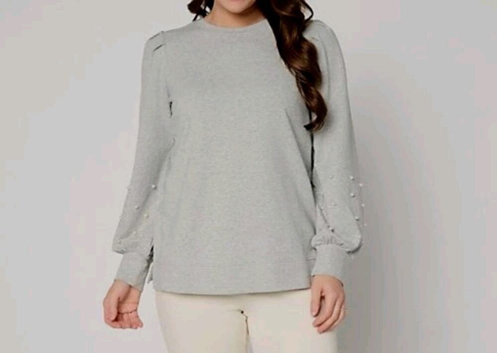 Jingle Belles Kim Gravel Size Large Gray Pearl Blouson Sweatshirt A711076 NWOT